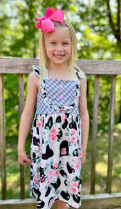 Cow Print Floral Dress