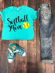Softball mom distressed glitter