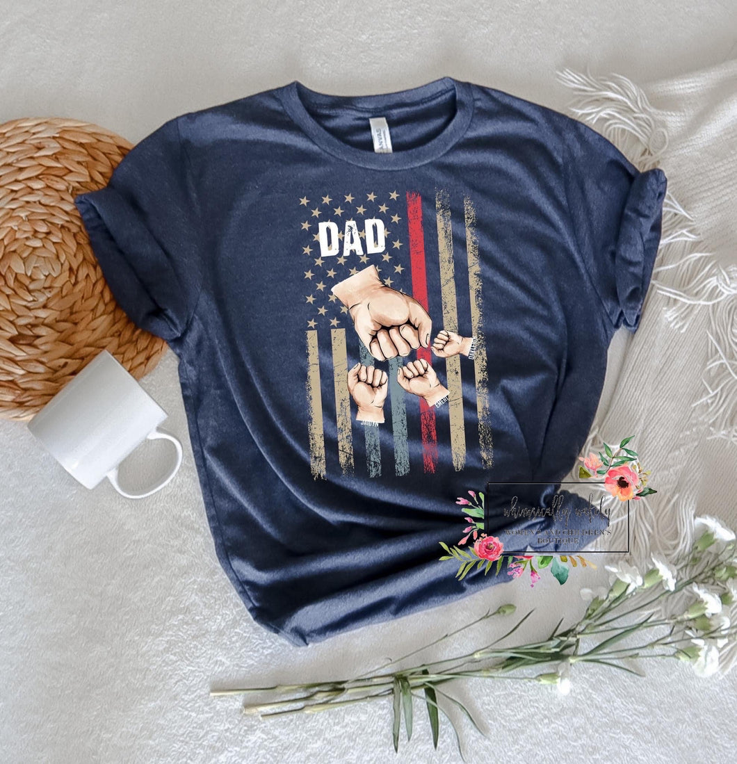 Dad fist bump/American flag