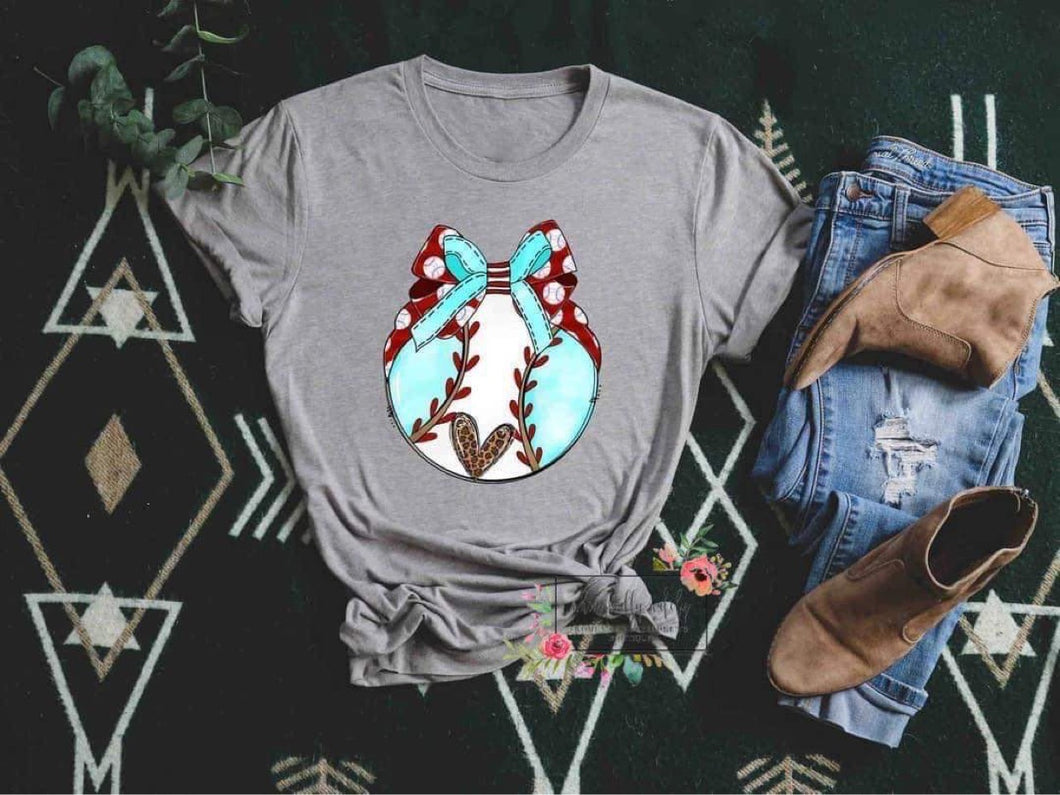 Leopard Heart Baseball Tee