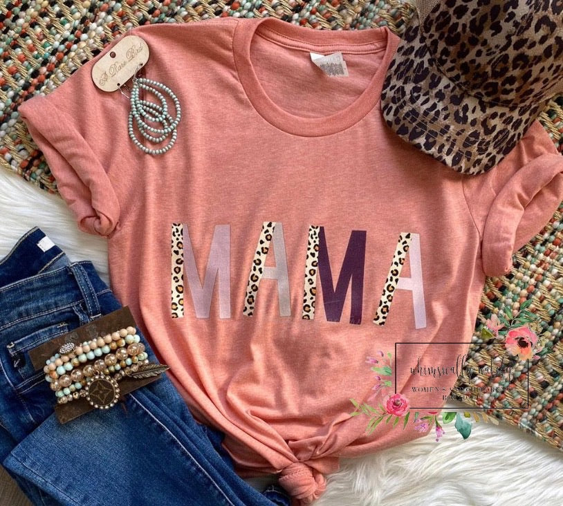 Leopard mama block letters