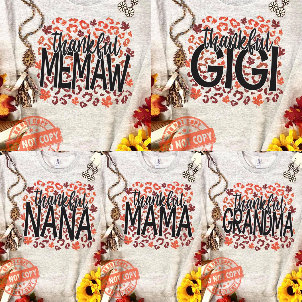 Thankful custom name leopard sweatshirt pre order
