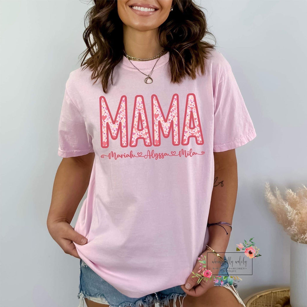 Customizable Mama Tee (hearts)