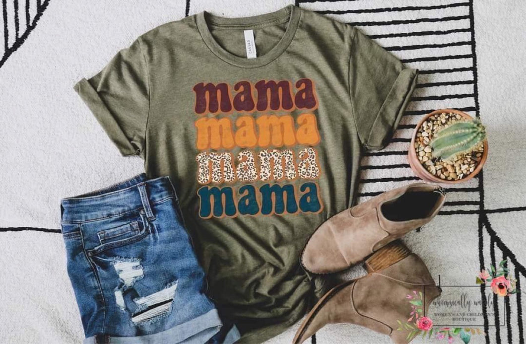 Mama retro Leopard letters
