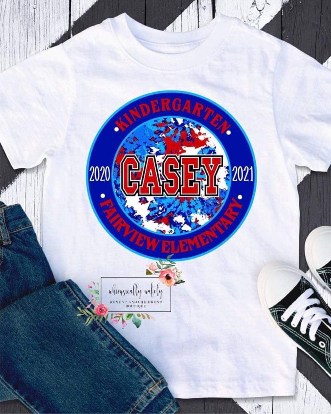 Red white and blue end of the year autograph shirt