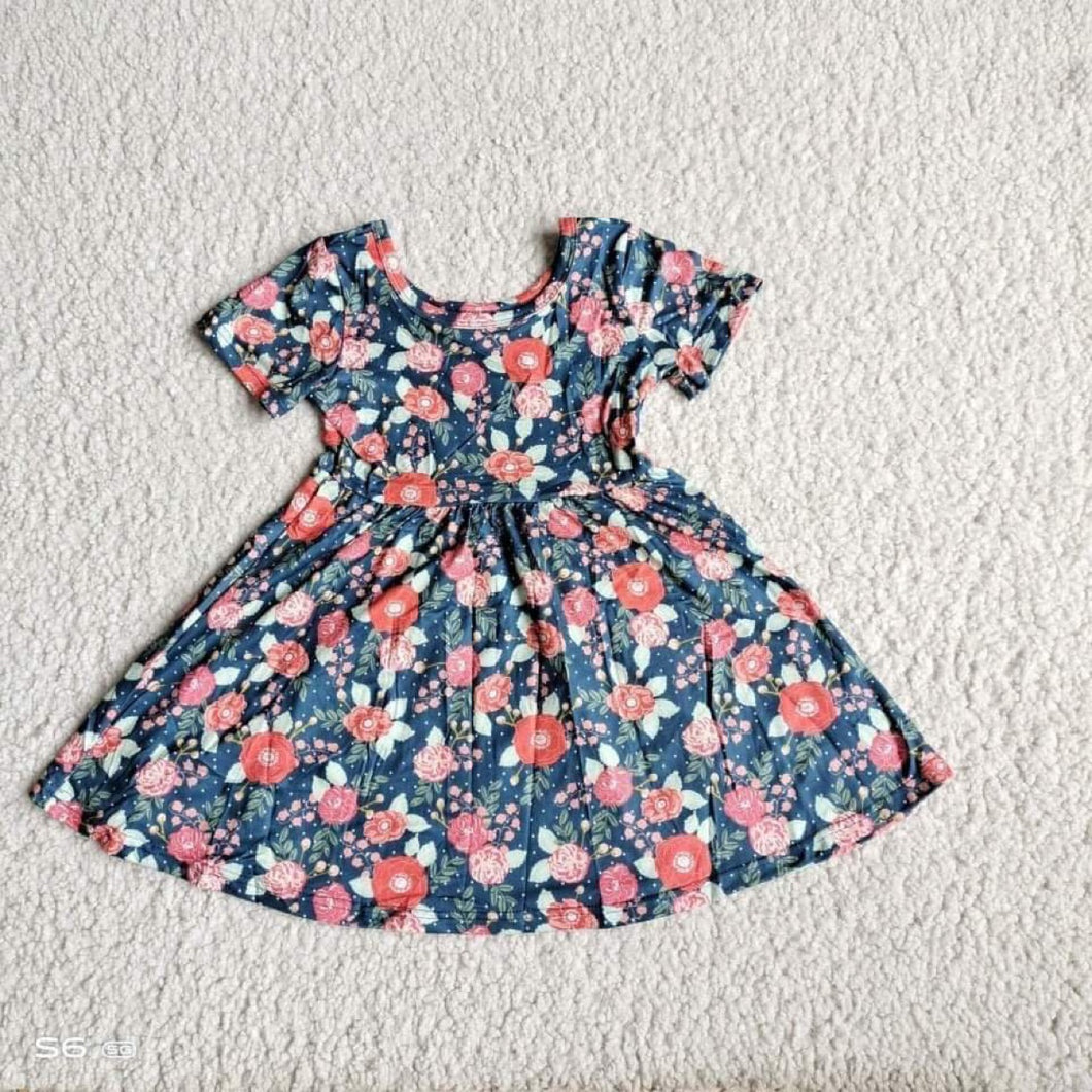 Navy Rose Dress