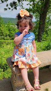 Blue/White Striped Floral