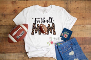 Football Mom (leopard lettering)