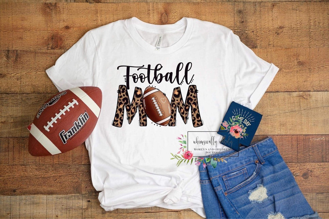 Football Mom (leopard lettering)