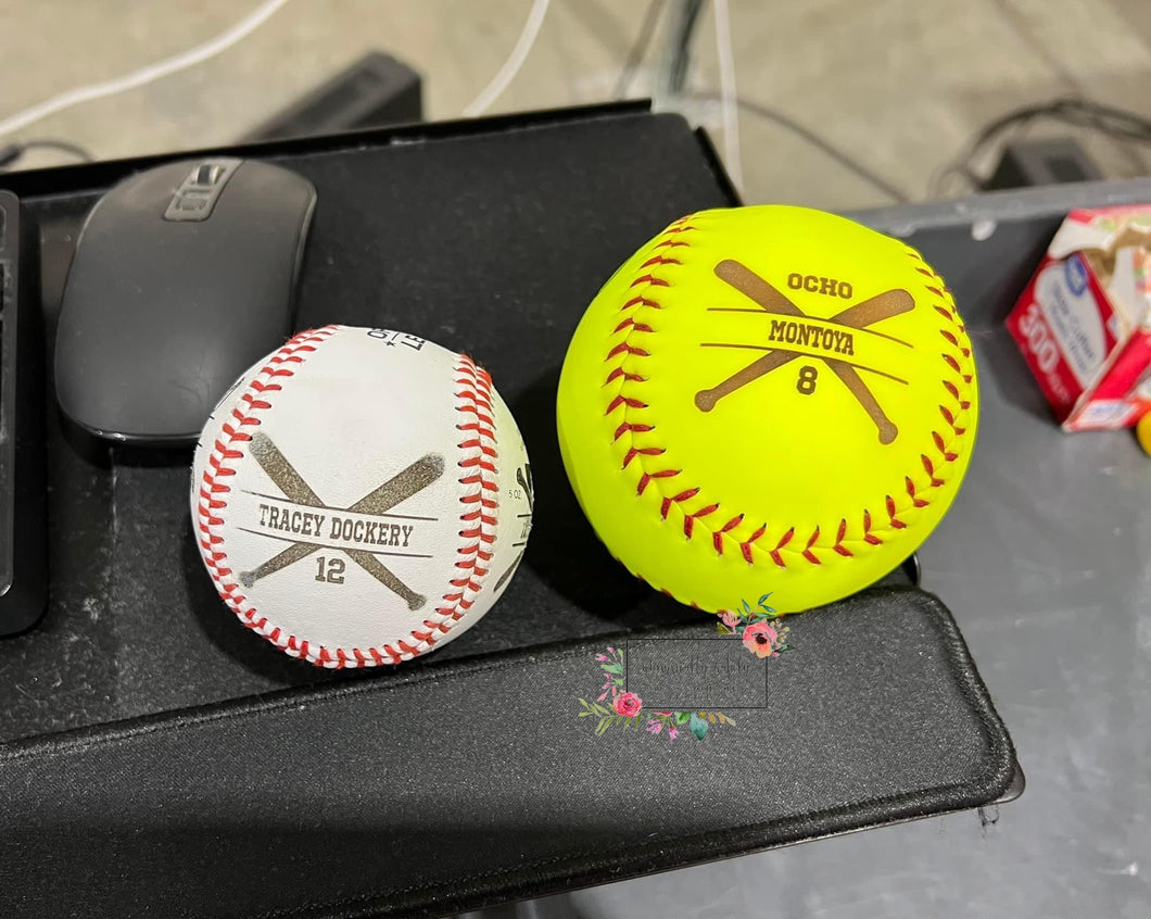 Laser engraved baseballs & softballs