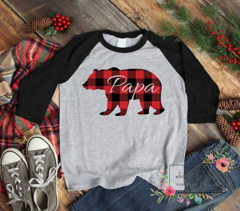 Papa bear mama bear baby bear Christmas tees