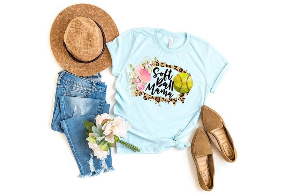 Softball mama (leopard floral)