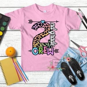Multicolor leopard print back to school tees