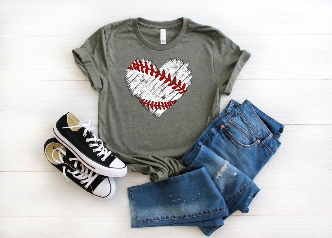 Distressed baseball heart