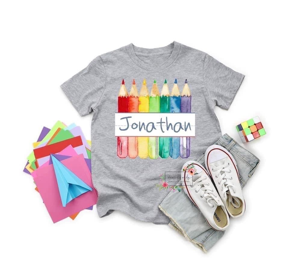 Colored pencil name tee