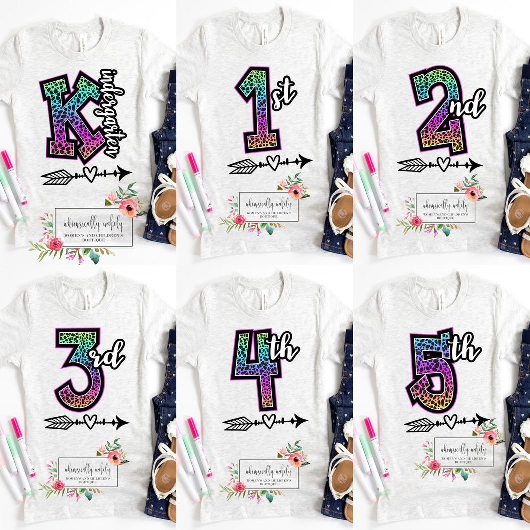 Rainbow leopard grade t-shirts