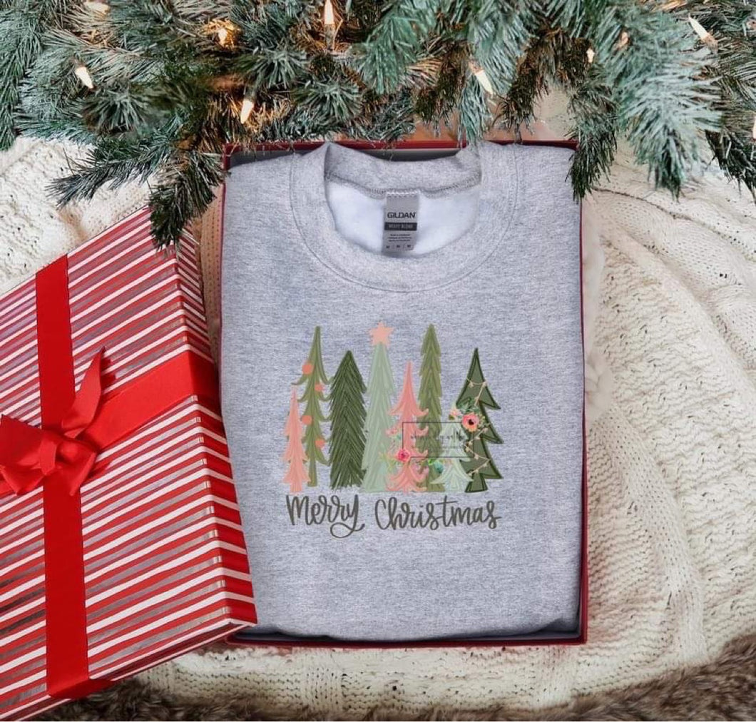 Merry Christmas Pink/Green Trees