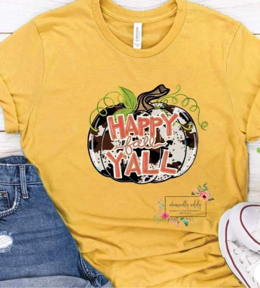 Happy Fall Y’all (cow print pumpkin)