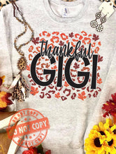 Load image into Gallery viewer, Thankful custom name leopard sweatshirt pre order
