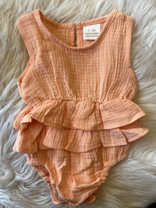 Peach Ruffle Romper