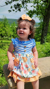 Blue/White Striped Floral