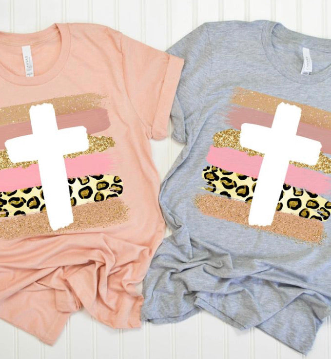 Leopard brushstrokes cross