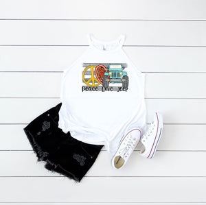 Peace,love,Jeep (turquoise) *specify tee or tank*