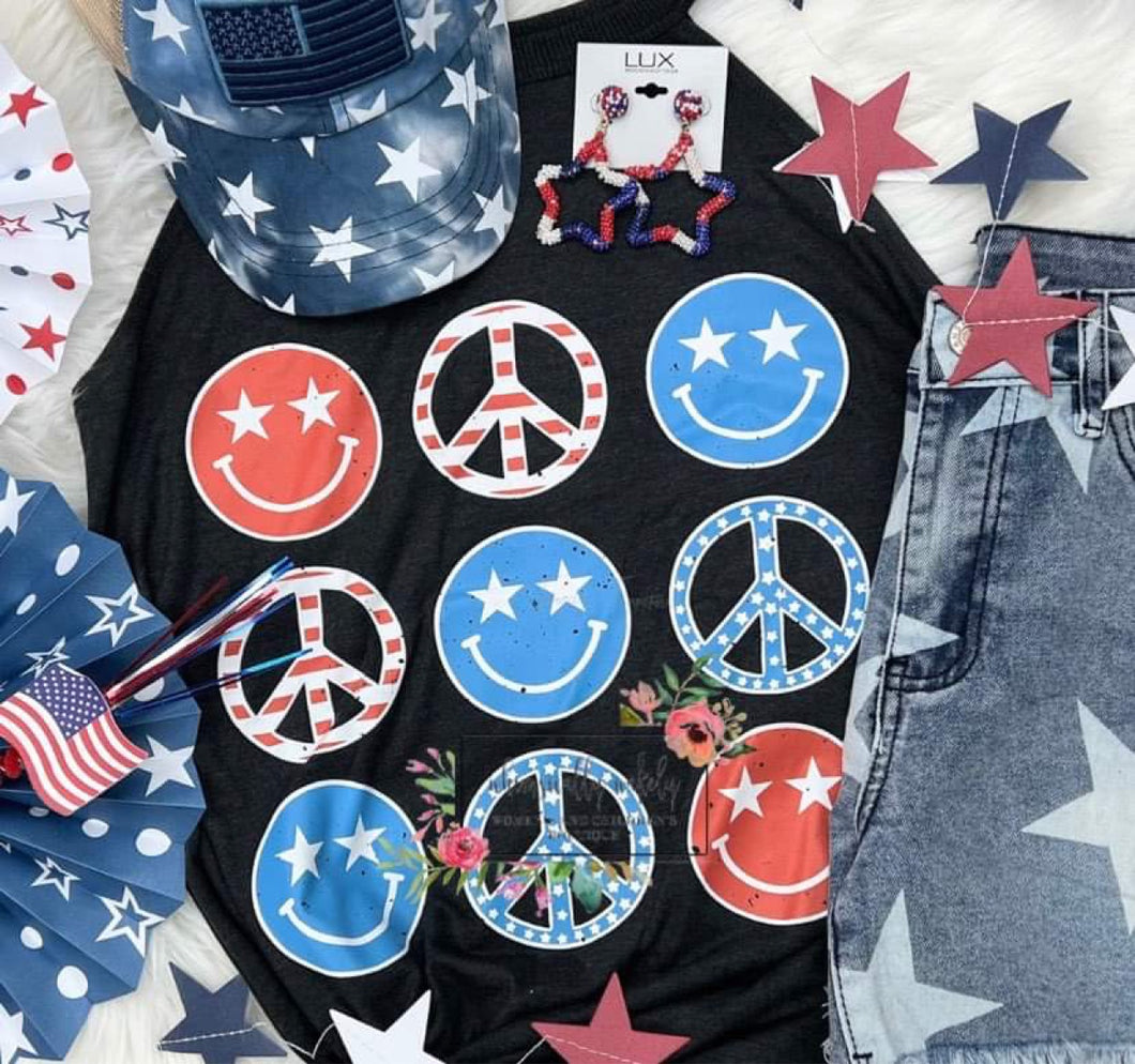 4th of July Peace Sign/Smiley Face