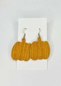 Genuine leather pumpkin earrings (in stock)