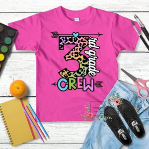 Multicolor leopard print back to school tees