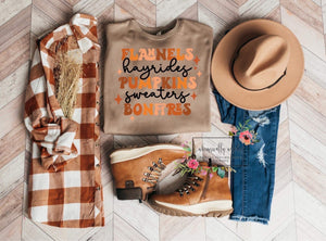 Flannels hayrides pumpkins