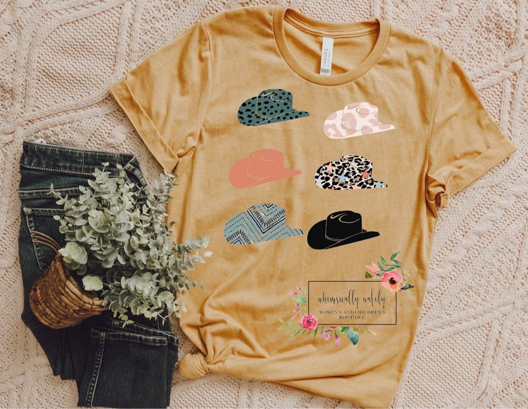 Mixed print hats
